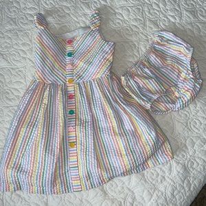 BonnieBaby pastel rainbow pinstripe dress